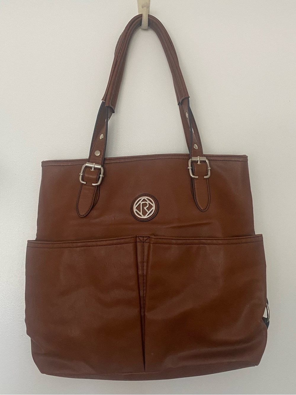 Brown faux leather bag